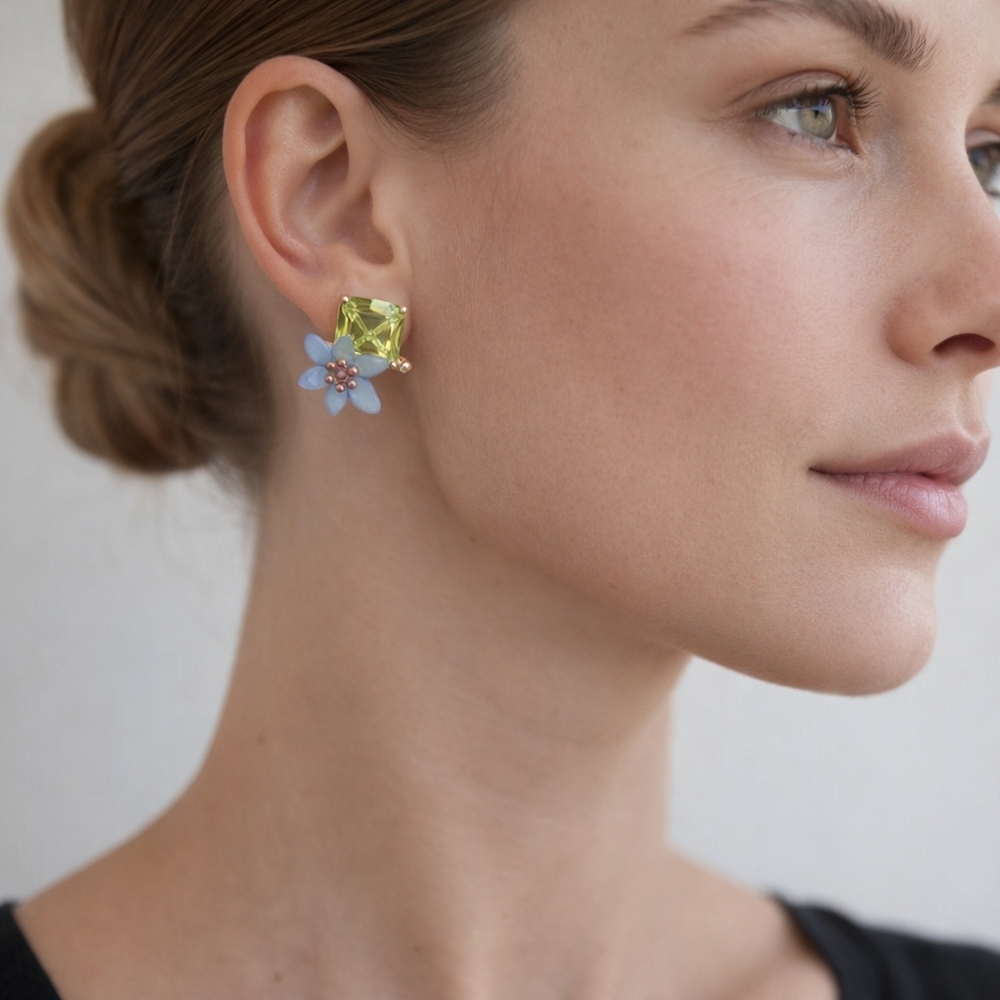 Kate Spade Brighten Up Green and Blue Flower Earrings - Picture 3 of 3